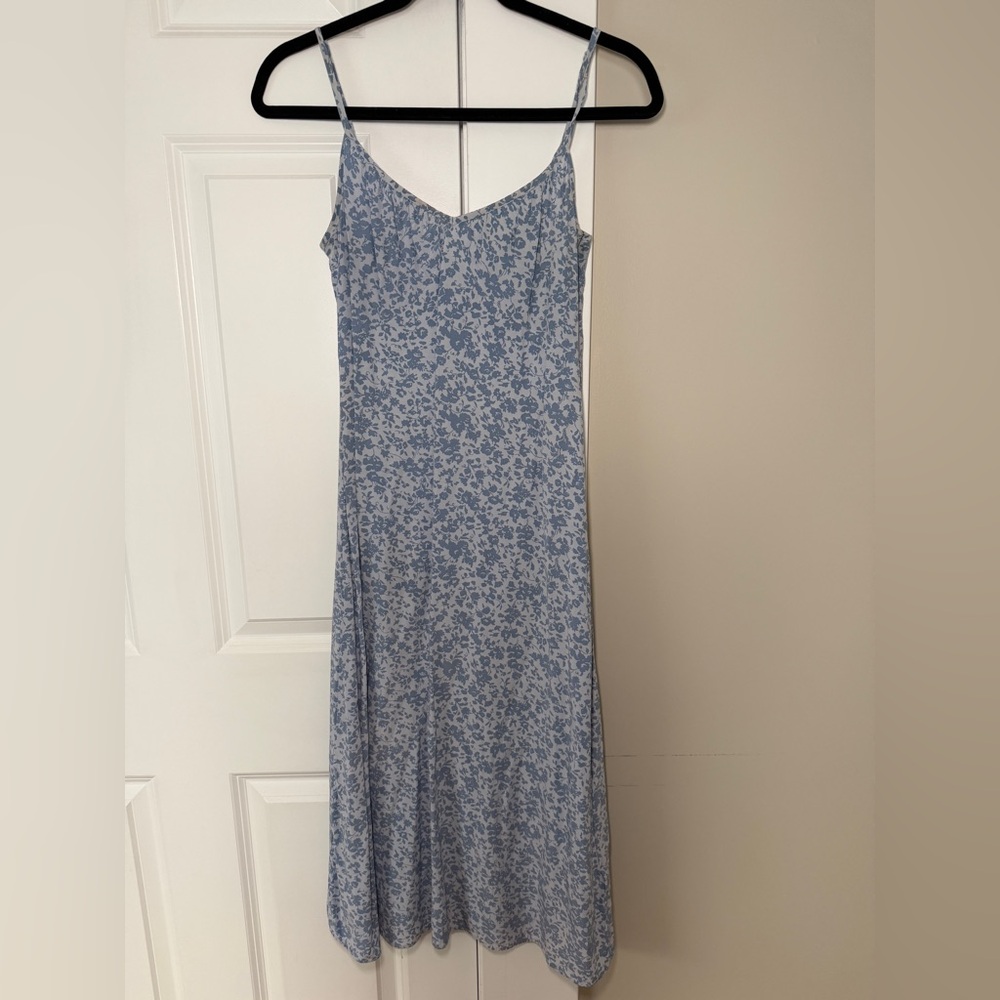 & Other Stories Blue Floral Midi Dress Size 4